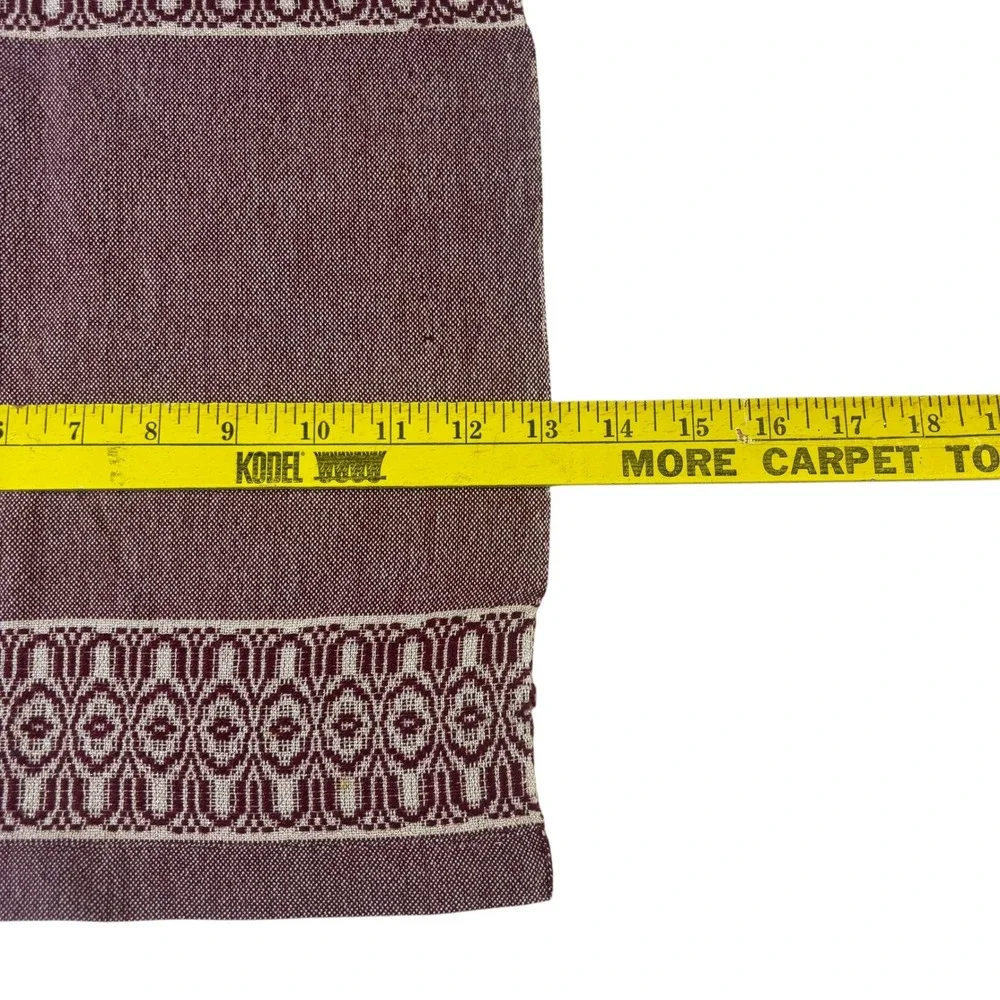Vintage Handwoven Linen Napkins Set of 5 Plum Purple Geometric Border 13x15